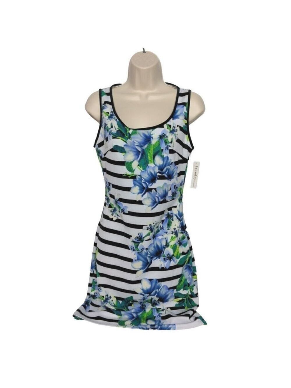Laundry By Design Sheath Dress Blue White Floral Striped XS